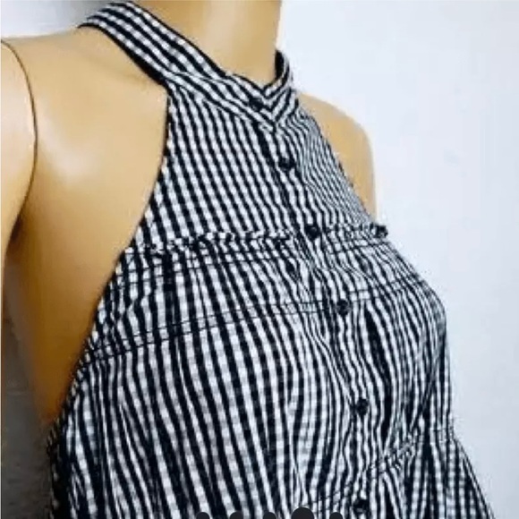 Free People Take it Easy Gingham Halter | Black/White | Small - Picture 3 of 10